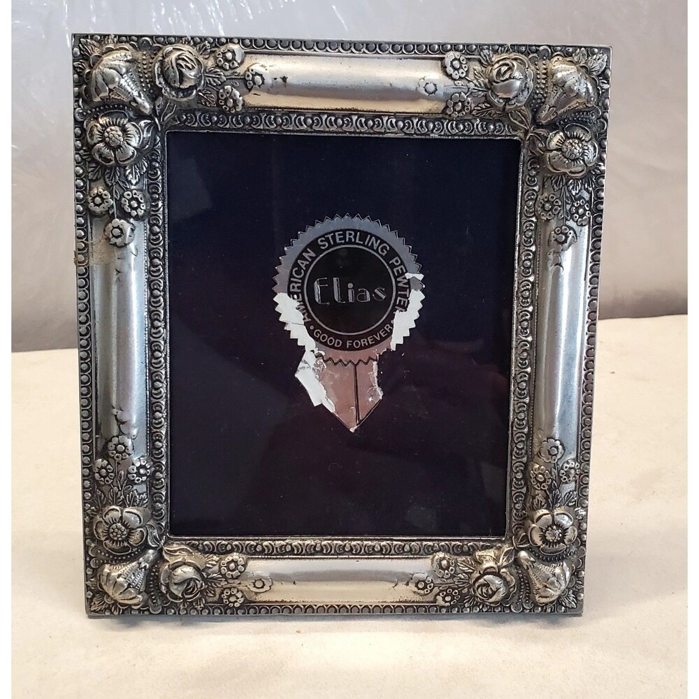 ELIAS Frame Sterling Silver & Pewter 1991 Ornate Patterned VINTAGE Made USA